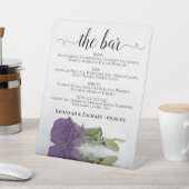 The Bar - Amethyst Lila Rose Drinks Menü Hochzeit Sockelschild (In SItu)