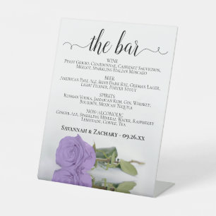 The Bar - Lavender Lila Rose Drinks Menü Hochzeit Sockelschild
