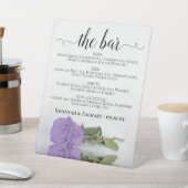 The Bar - Lavender Lila Rose Drinks Menü Hochzeit Sockelschild (In SItu)