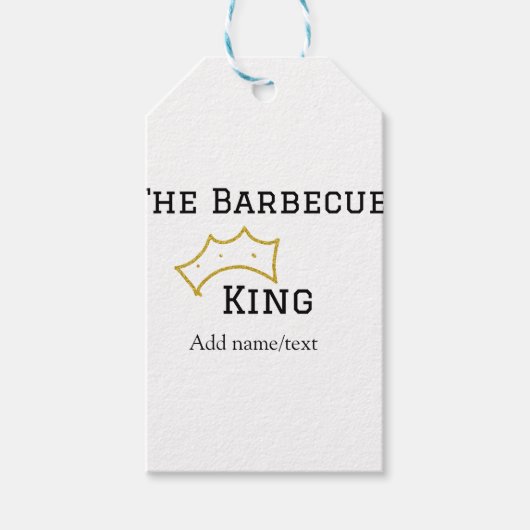 The Barbecue king crownadd name text cooking best  Geschenkanhänger (Vorderseite)