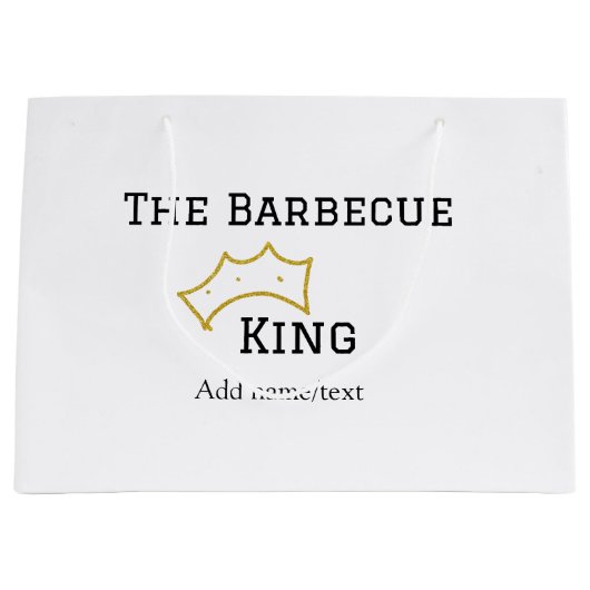 The Barbecue king crownadd name text cooking best  Große Geschenktüte (Vorderseite)