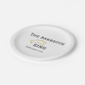 The Barbecue king crownadd name text cooking best  Pappteller (Schrägansicht)