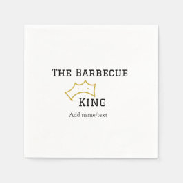 The Barbecue king crownadd name text cooking best  Serviette