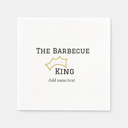 The Barbecue king crownadd name text cooking best  Serviette (Vorderseite)