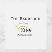 The Barbecue king crownadd name text cooking best  Weinetikett (Einzelnes Label)