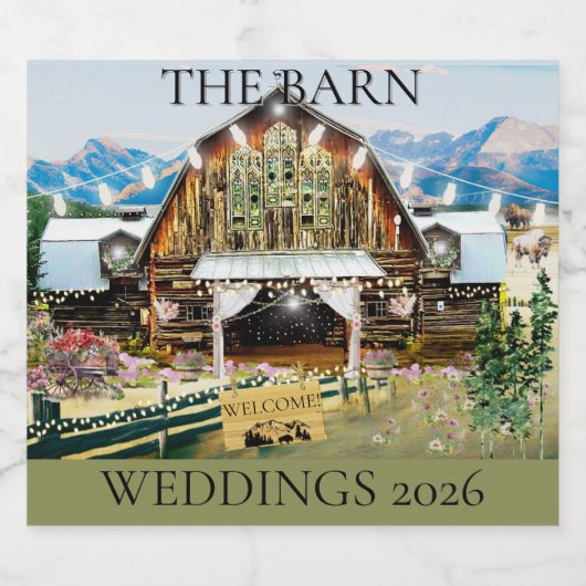 The Barn Weddings 2026 Folder Labels Schaumweinetikett (Einzelnes Label)