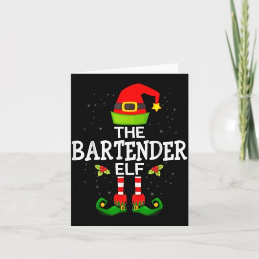 The Bartender Elf Christmas Family Matching Pajama Karte (Vorderseite)
