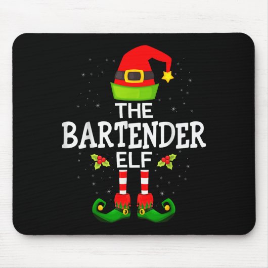 The Bartender Elf Christmas Family Matching Pajama Mousepad (Vorne)