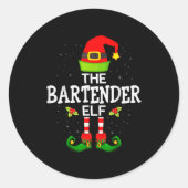 The Bartender Elf Christmas Family Matching Pajama Runder Aufkleber (Vorderseite)