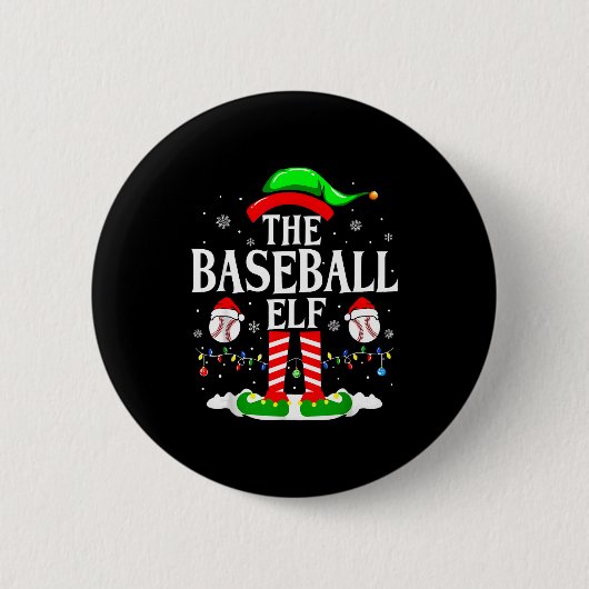The Baseball Elf Funny Christmas Srt Lovers Xmas E Button (Vorderseite)