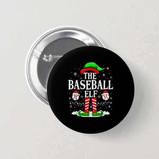 The Baseball Elf Funny Christmas Srt Lovers Xmas E Button (Vorne & Hinten)