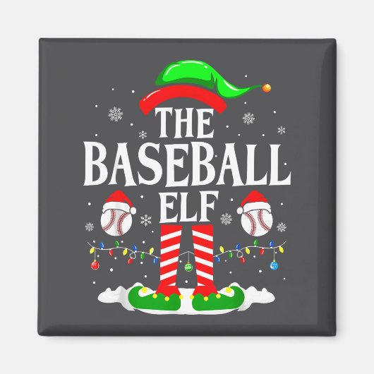 The Baseball Elf Funny Christmas Srt Lovers Xmas E Magnet (Vorne)