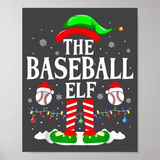The Baseball Elf Funny Christmas Srt Lovers Xmas E Poster (Vorne)