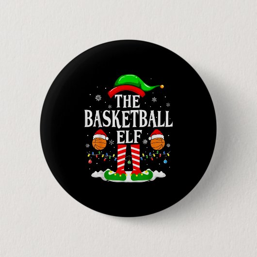 The Basketball Elf Bball Xmas Basketball Christmas Button (Vorderseite)