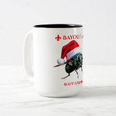 The Bayou Fly says Happy Holidays  Zweifarbige Tasse (Vorderseite Links)