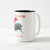 The Bayou Fly says Happy Holidays  Zweifarbige Tasse (VorderseiteRechts)