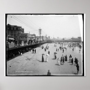 The Beach, Atlantic City New Jersey c1905 Vintag Poster