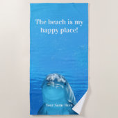 The Beach is my Happy Place Blue Dolphin Beach Strandtuch (Vorderseite)