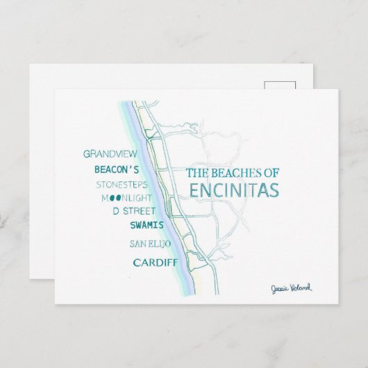 The Beaches of Encinitas Tote Bag - San Diego Postkarte (Vorne/Hinten)