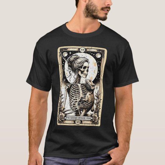 The Bearded Dragon Mom Skeletonarot Card Art Beard T-Shirt (Vorderseite)