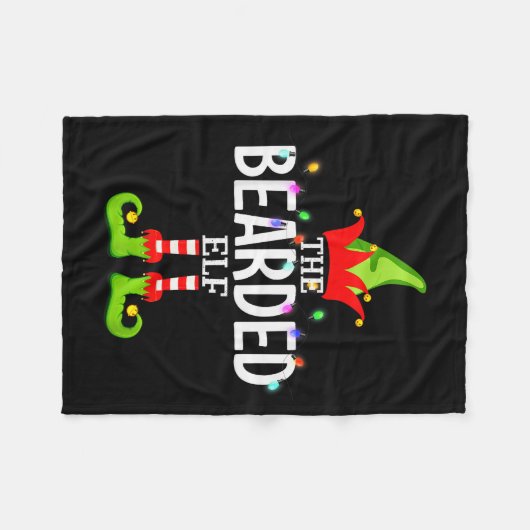 The Bearded Elf Christmas Matching Pajamas Fleecedecke (Vorderseite (Horizontal))