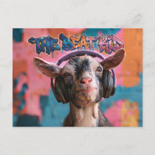 The Beat Kid - Cooler Ziegen-DJ mit Kopfhörern Postkarte