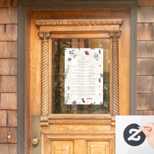 The Beatitudes Matthew 5:3–12 Floral Scripture Fensteraufkleber (Haustür)