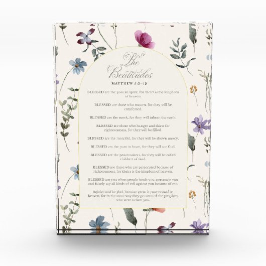 The Beatitudes Matthew 5:3–12 Floral Scripture Fotoblock (Vorderseite)