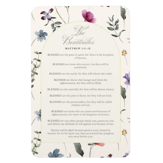 The Beatitudes Matthew 5:3–12 Floral Scripture Magnet (Vertikal)