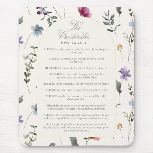 The Beatitudes Matthew 5:3–12 Floral Scripture Mousepad (Vorne)