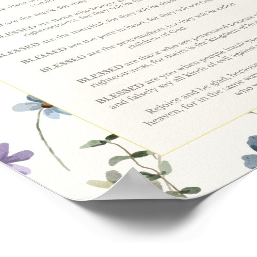 The Beatitudes Matthew 5:3–12 Floral Scripture Poster (Ecke)