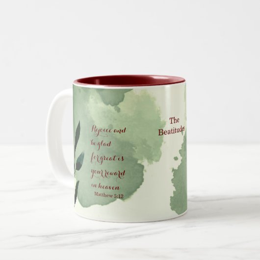The Beatitudes Scripture Verse 5:12 Zweifarbige Tasse (Vorderseite Links)
