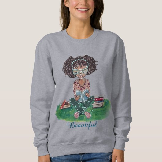 The Beautiful Collection Sweatshirt: Bücherwurm Sweatshirt (Vorderseite)