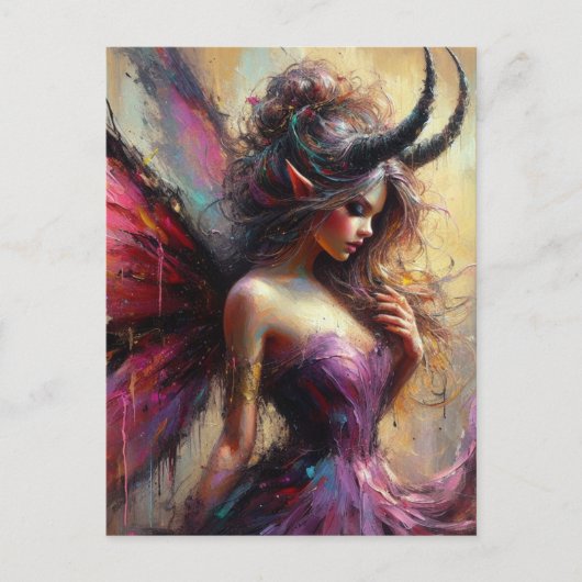 The Beautiful Fairy in Purple with Horns Postkarte (Vorderseite)