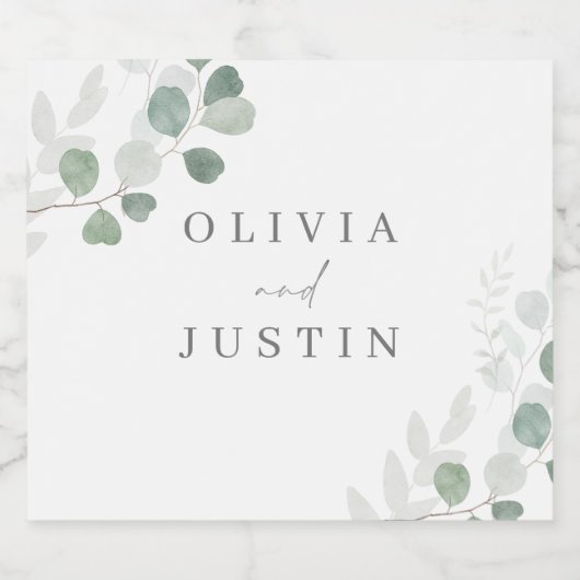 The Beautiful Wedding: Green Leaf Elegance Wedding Alkoholflaschenetikett (Einzelnes Label)