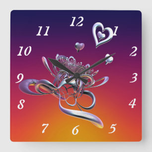 The Beauty of Hearts Quadratische Wanduhr