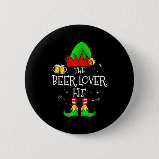 The Beer Lover Elf Matching Family Christmas Drink Button (Vorderseite)