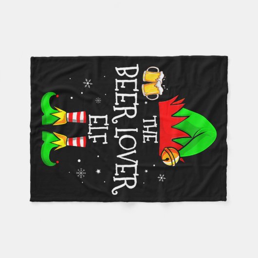 The Beer Lover Elf Matching Family Christmas Drink Fleecedecke (Vorderseite (Horizontal))