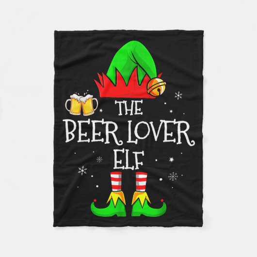 The Beer Lover Elf Matching Family Christmas Drink Fleecedecke (Vorderseite)