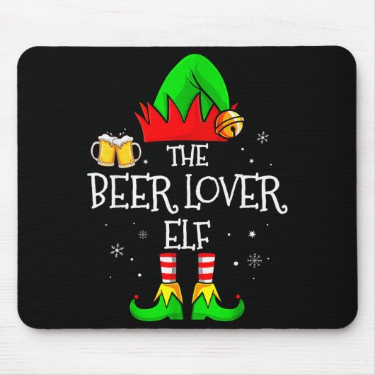 The Beer Lover Elf Matching Family Christmas Drink Mousepad (Vorne)