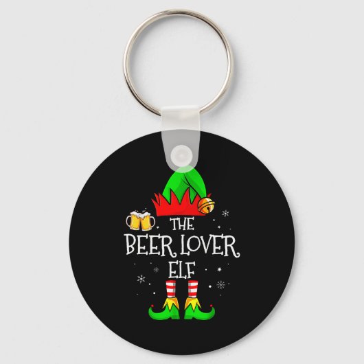 The Beer Lover Elf Matching Family Christmas Drink Schlüsselanhänger (Vorderseite)