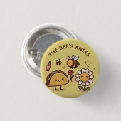 The Bee's Knees Kawaii Taco and Bee Pun Pin Button (Vorne & Hinten)