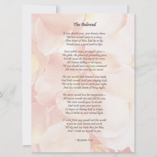 "The Beloved" Hochzeitgedicht/ Einladung (Vorderseite)