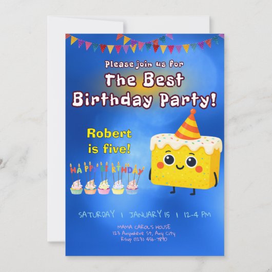 The Best Birthday Party Cake Invitation Einladung (Vorderseite)