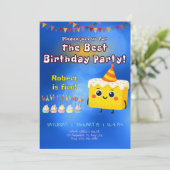 The Best Birthday Party Cake Invitation Einladung (Stehend Vorderseite)