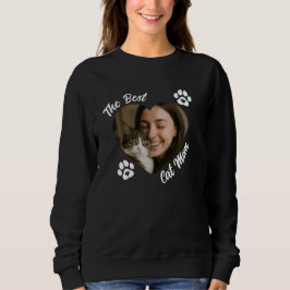 "The Best Cat Mom" Personalized Photo Heart  Sweatshirt