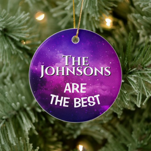 The Best" Family | Deep Violet Space & Stars Custo Keramik Ornament (Baum)