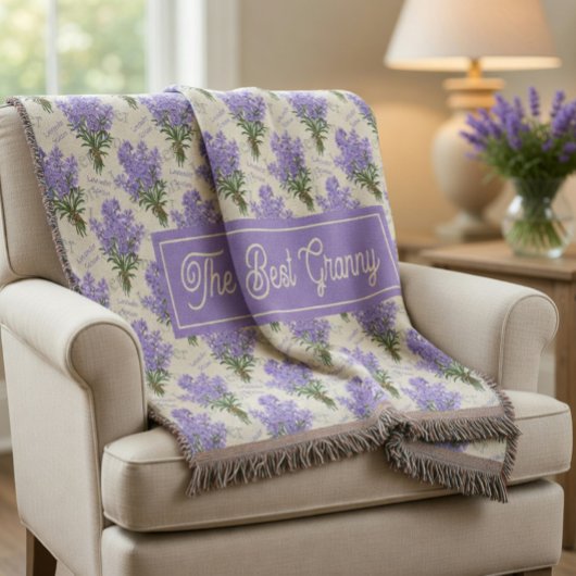 The Best Granny Lavender Floral Cozy Fleece Blanke Decke