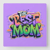 The best mom Stil Quadratische Wanduhr (Vorderseite)