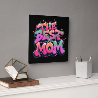 The best mom Stil Quadratische Wanduhr